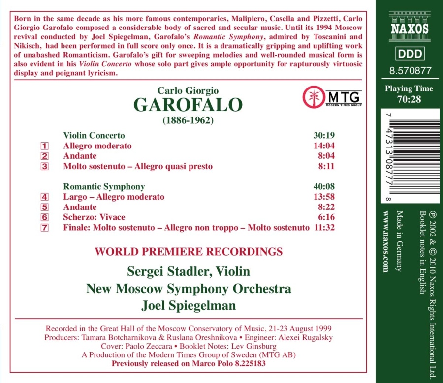 Garofalo: Violin Concerto, Romantic Symphony - slide-1
