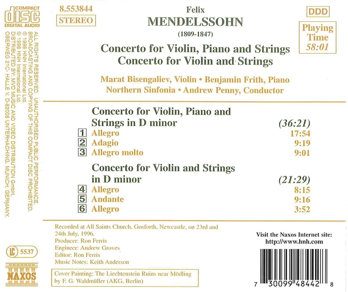 MENDELSSOHN: Concerto For Violin, Piano And Strings - slide-1