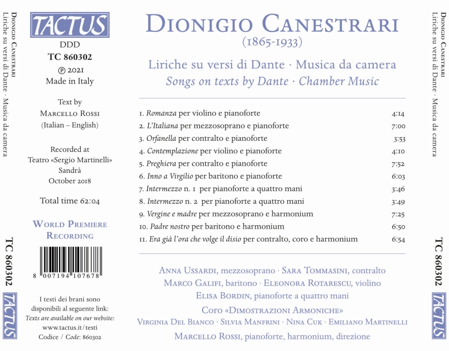 Canestrari: Songs on texts by Dante; Chamber Music - slide-1