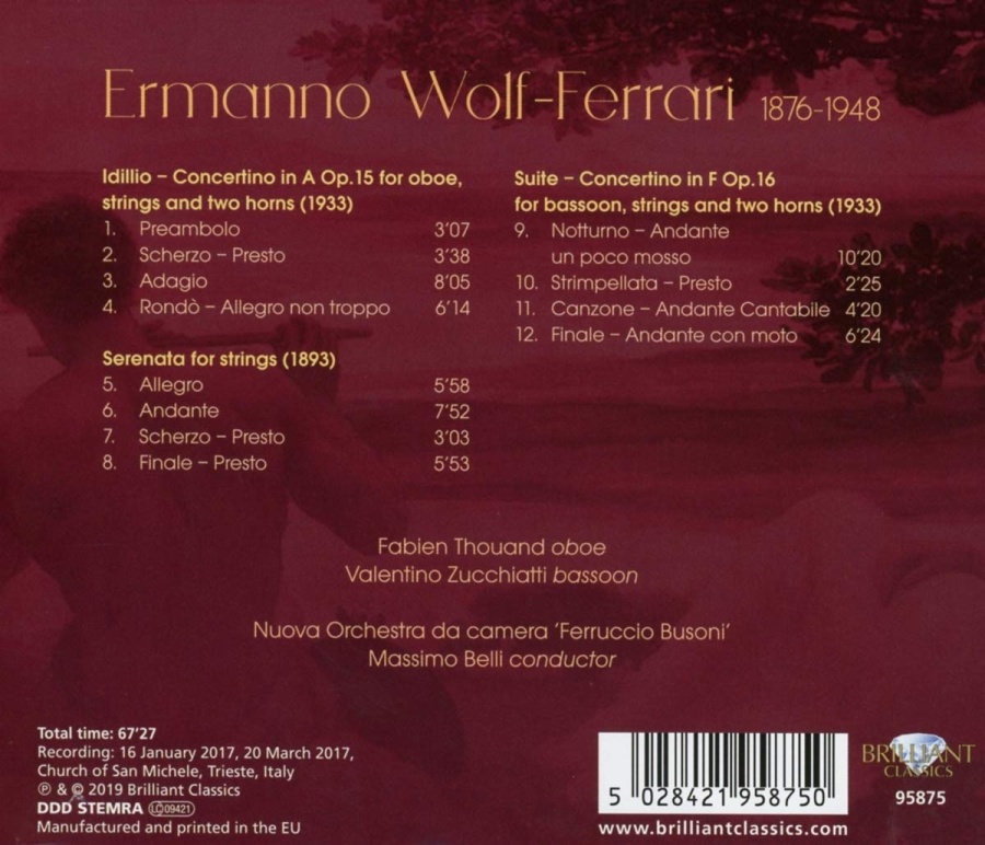 Wolf-Ferrari: Idillio Concertino, Serenata, Suite Concertino - slide-1