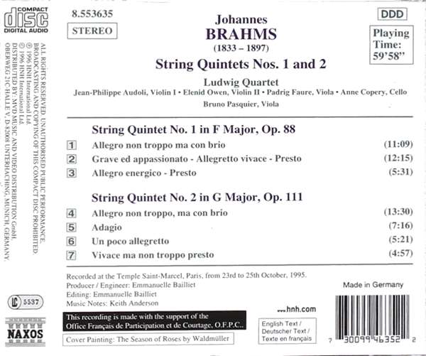 BRAHMS: String Quintets 1 & 2 - slide-1