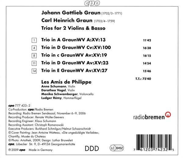 Graun: Trios for 2 Violins & Basso - slide-1