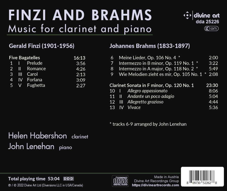 Finzi & Brahms: Music for clarinet and piano - slide-1