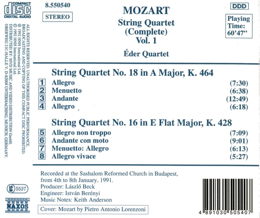 Mozart: String Quartets, K. 464 and K. 428 - slide-1