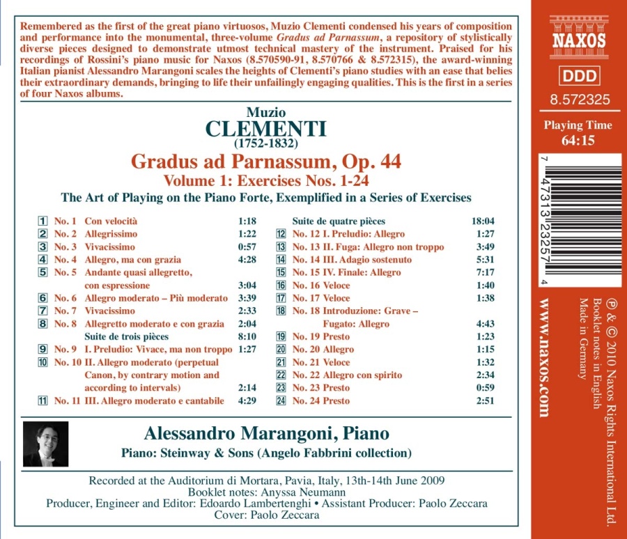 CLEMENTI: Gradus ad Parnassum Op. 44 - Volume 1: Exercises Nos. 1-24 - slide-1