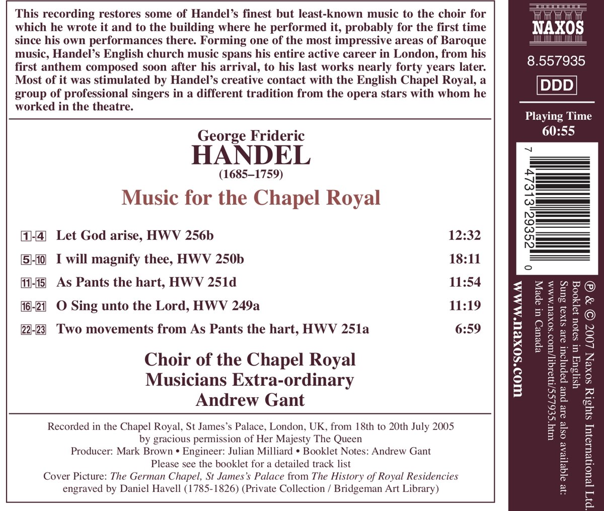 HANDEL: Music for the Chapel Royal - slide-1