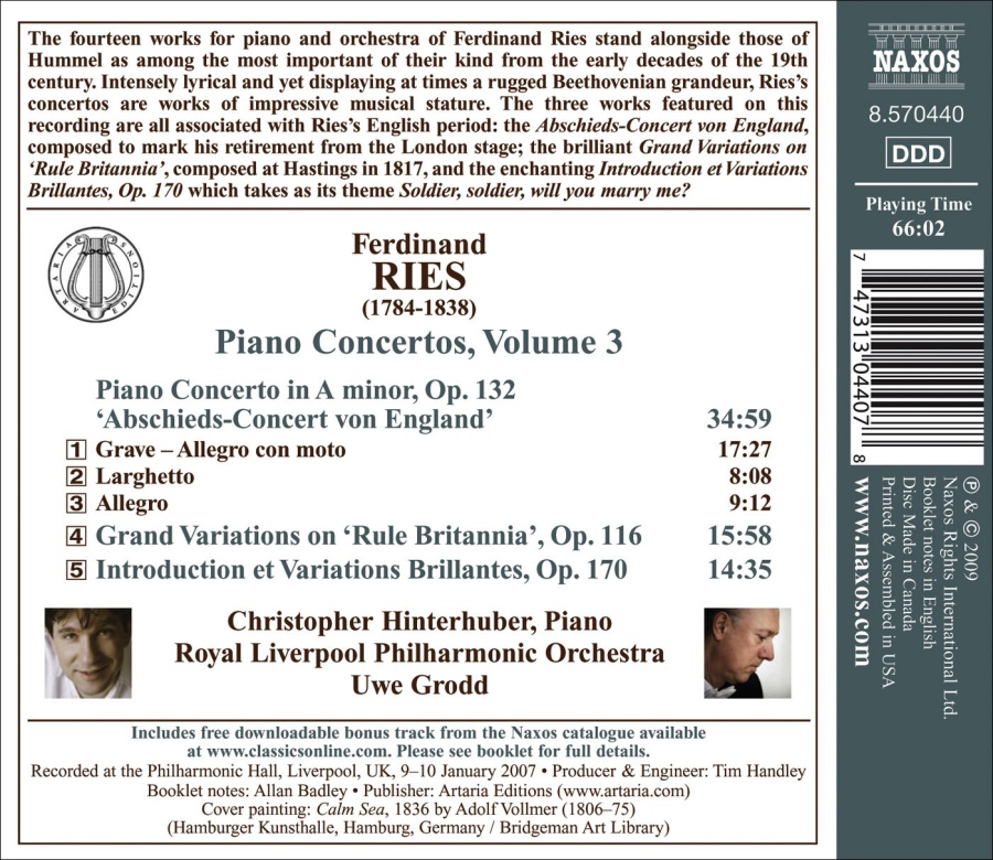 RIES: Piano Concerto Op. 132 "Farewell to England" , Grand Variations on "Rule Britannia" - slide-1