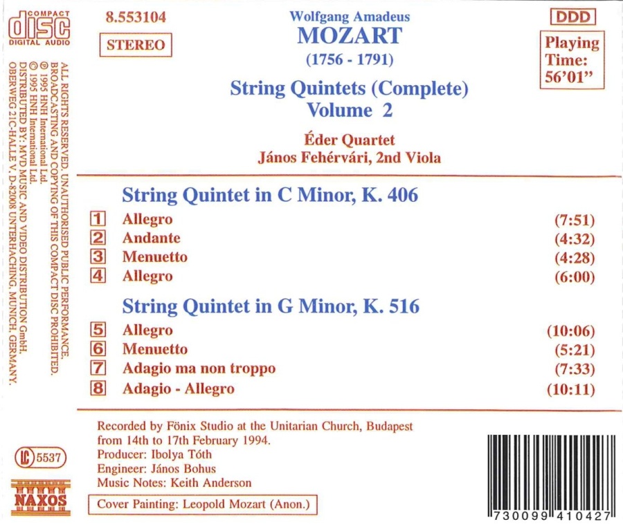 MOZART: String Quintets Vol. 2, K. 406 and K. 516 - slide-1