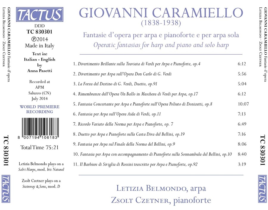 Caramiello: Operatic fantasias for harp and piano and solo harp - slide-1