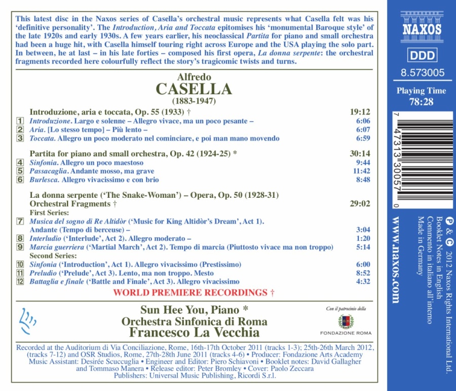 Casella: La donna serpente, Introduzione, aria e toccata, Partita for piano and orchestra - slide-1