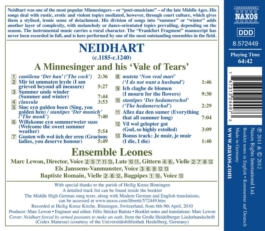 Neidhart: A Minnesinger and his ‘Vale of Tears’: Songs & Interludes - slide-1