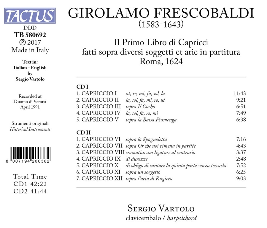 Frescobaldi: Il Primo Libro di Capricci, Roma 1624 - slide-1