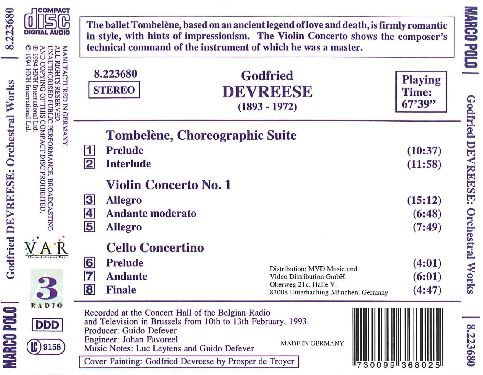 DEVREESE: Tomblene, Violin Concerto, Cello Concertino - slide-1
