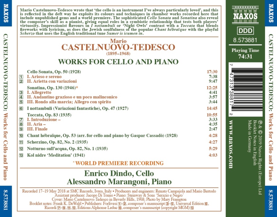 Castelnuovo-Tedesco: Works for Cello and Piano - slide-1