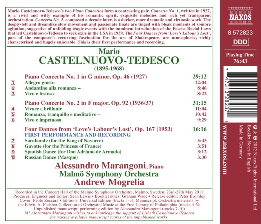 Castelnuovo-Tedesco: Piano Concertos Nos. 1 and 2, Four Dances - slide-1