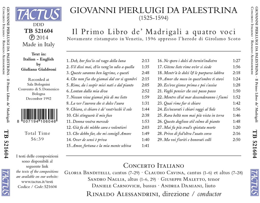 Palestrina, Giovanni Pierluigi da: Il primo libro de' Madrigali - slide-1