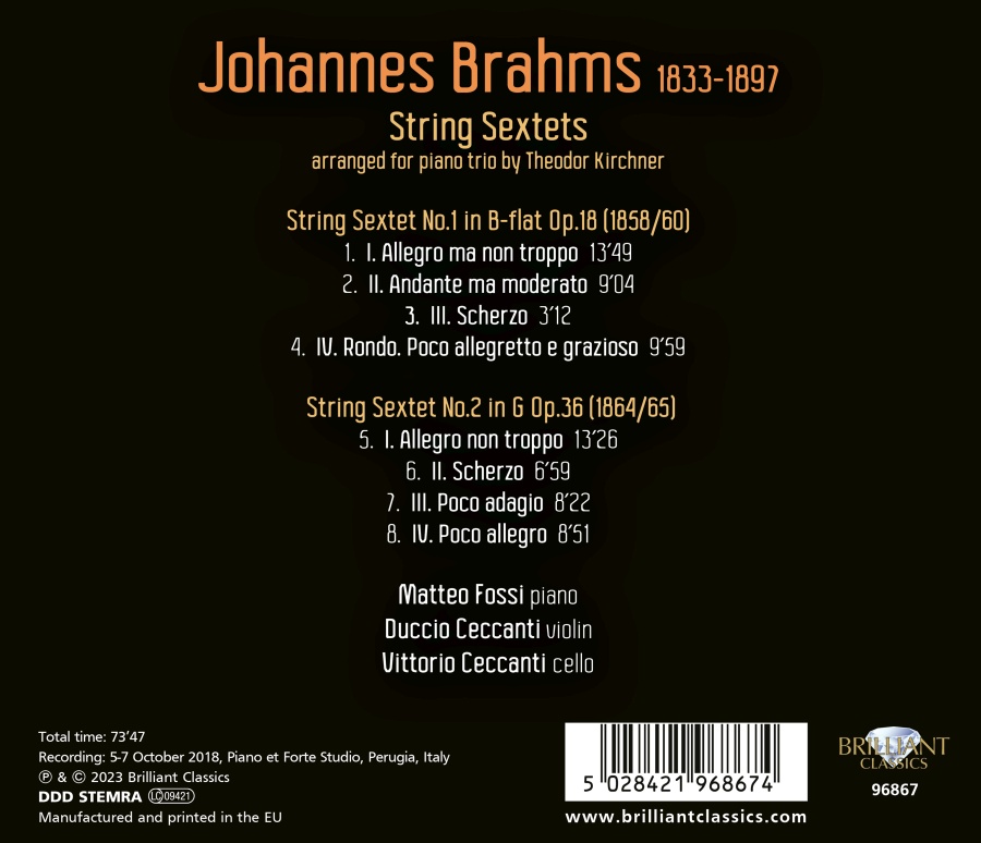 Brahms: String Sextets Arranged for Piano Trio - slide-1