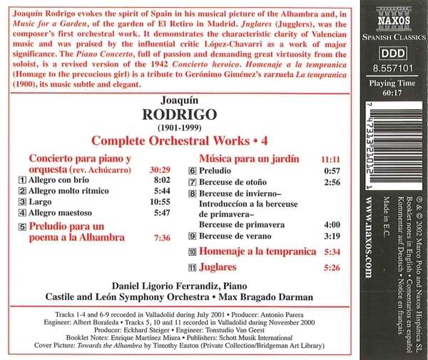 RODRIGO: Piano Concerto; Musica para un Jardin (Complete Orchestral Works, Vol. 4) - slide-1