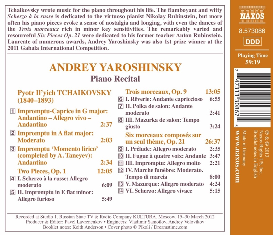 Tchaikovsky: Impromptus, Two Pieces Op. 1, Trois morceaux Op. 9, Six morceaux Op. 21 - slide-1