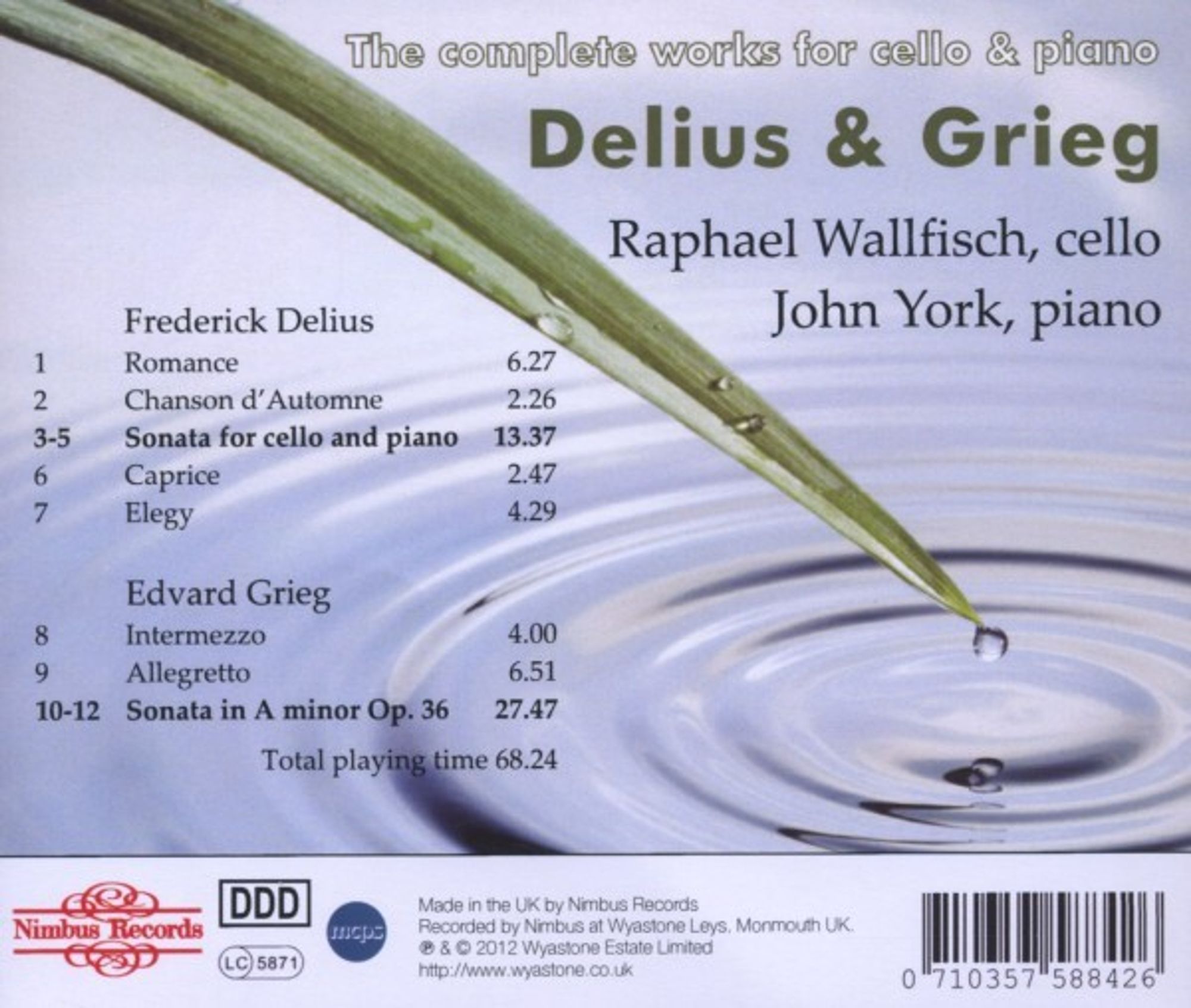 DELIUS/GRIEG: Works for Cello & Piano - slide-1