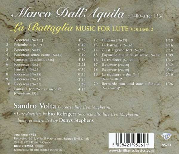 Dall'Aquila: La Battaglia, Music for Lute vol. 2 - slide-1