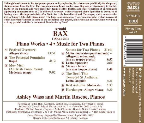 Bax: Piano Works Vol. 4 - Music for 2 - slide-1