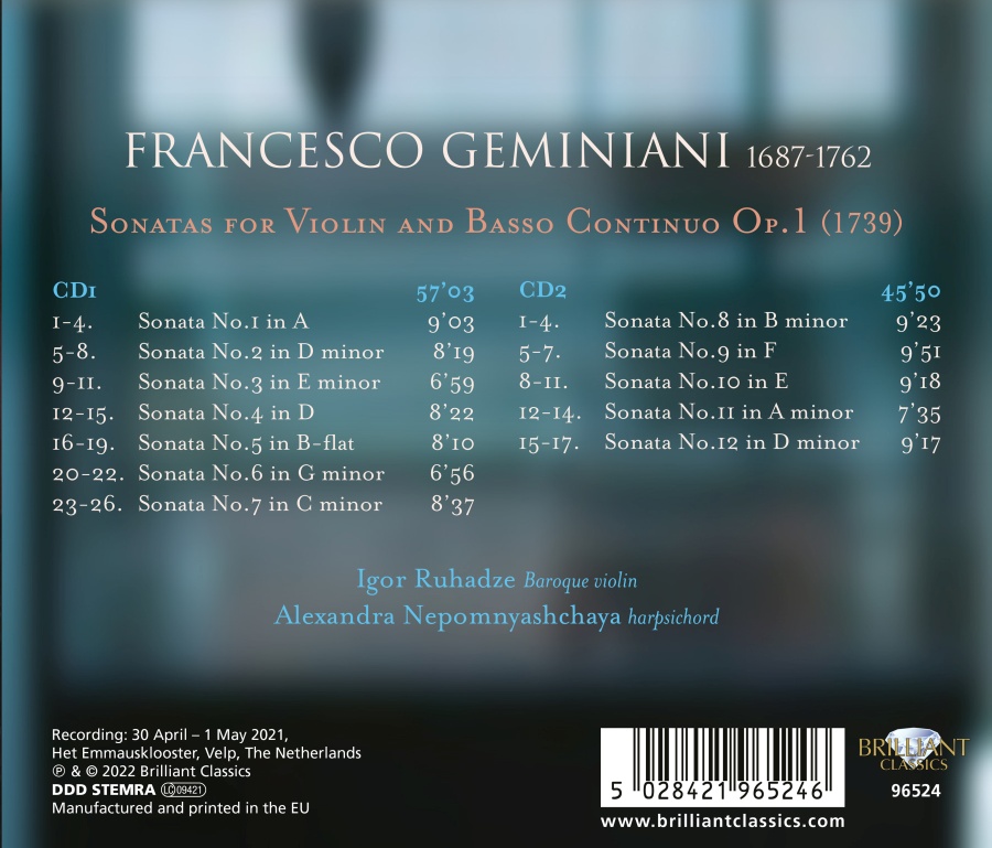 Geminiani: Violin Sonatas Op. 1 - slide-1