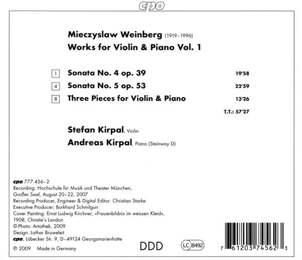 Weinberg: Works for Violin & Piano Vol. 1 - Sonatas No. 4 op. 39 & No. 5 op. 53, Three Pieces for Violin & Piano - slide-1