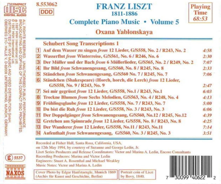 LISZT: Schubert Song Transcriptions, Vol. 1 (Liszt Complete Piano Music, Vol. 5) - slide-1