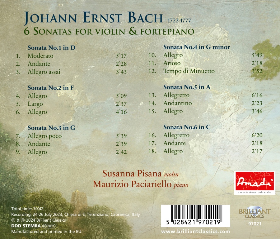 J.E. Bach: 6 Sonatas for Violin & Fortepiano - slide-1