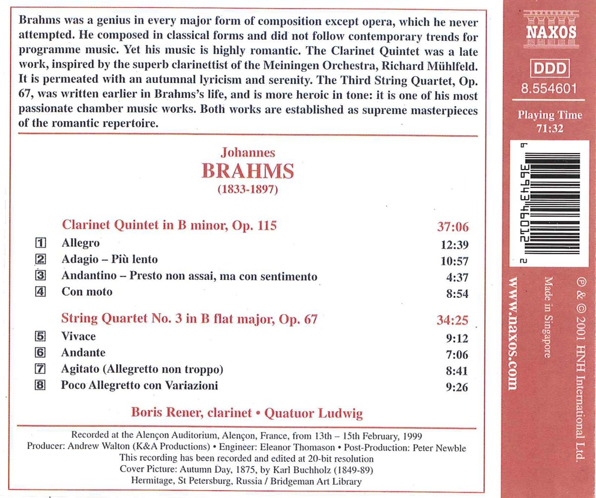 BRAHMS: Clarinet Quintet, ... - slide-1
