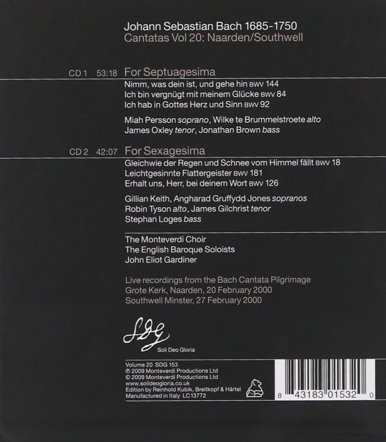 BACH: Cantatas Vol. 20 - BWV 18, 84, 92, 126, 144, 181 (2 CD) - slide-1