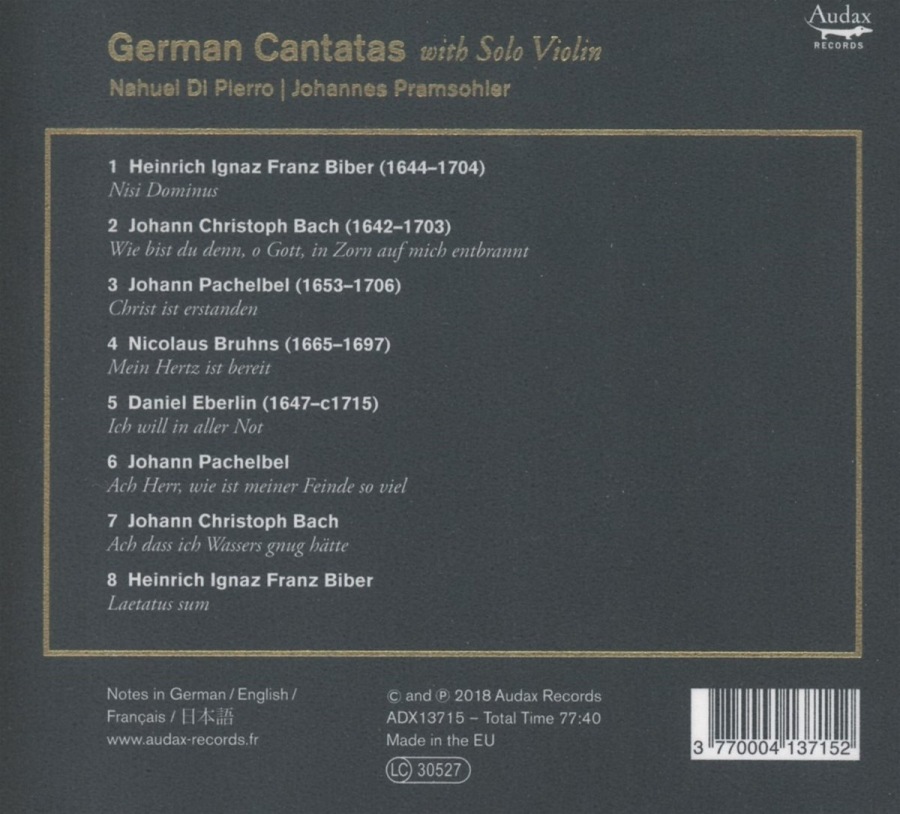 German Cantatas - Biber; JC Bach; Pachebel; Bruhns; Eberlin - slide-1
