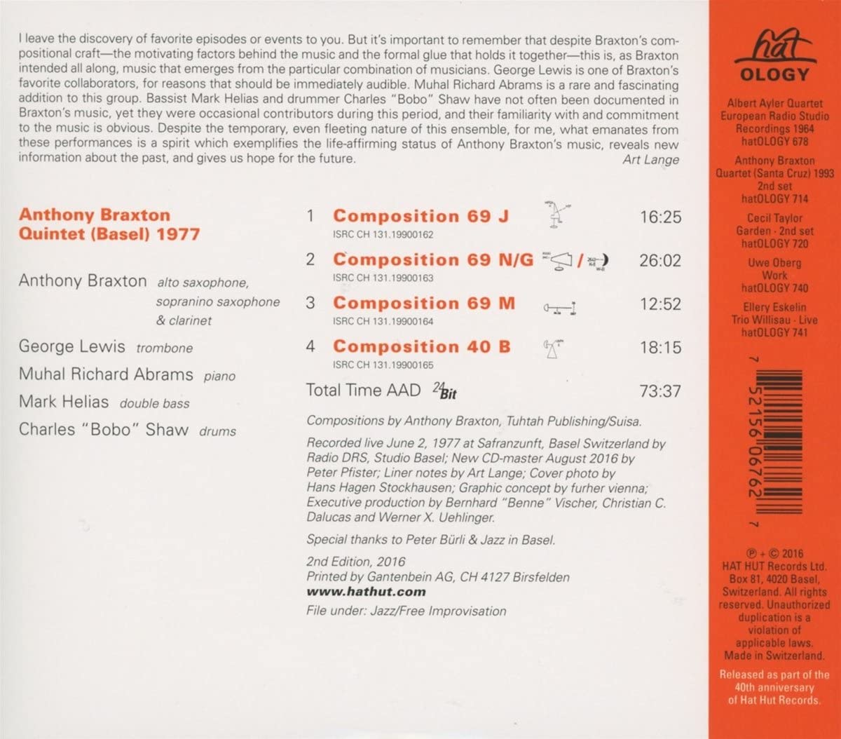 Anthony Braxton Quintet (Basel) 1977 - slide-1