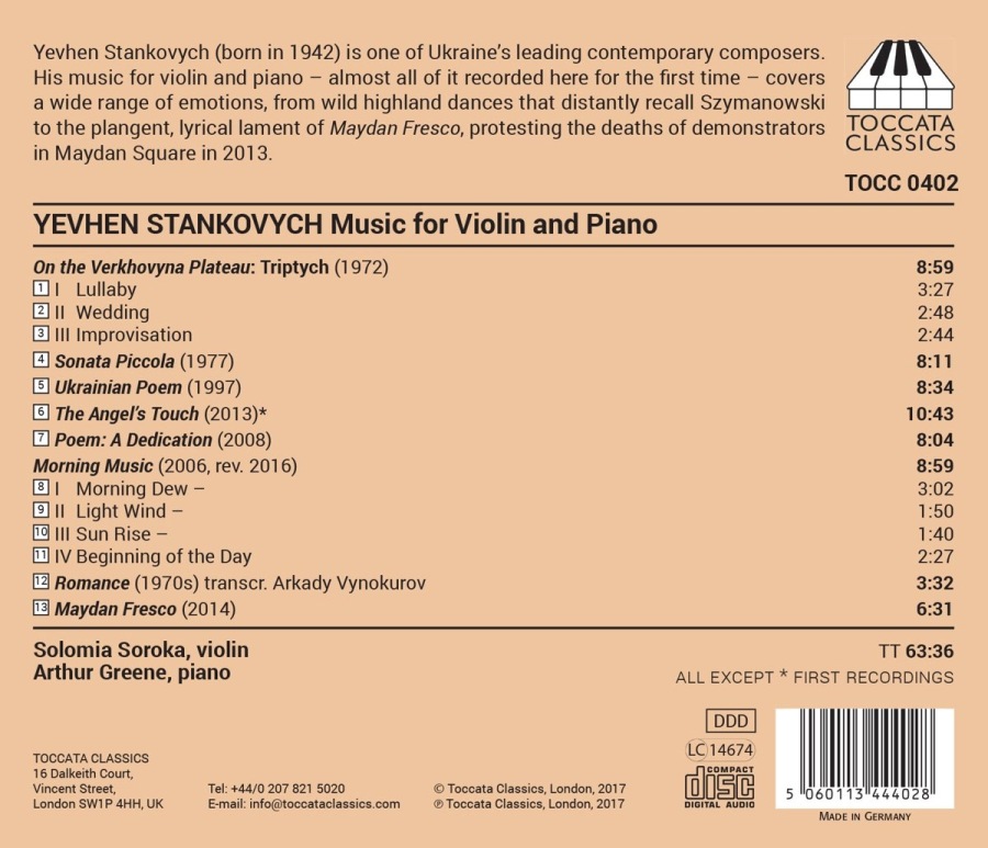 Stankovych: Music for Violin and Piano - slide-1