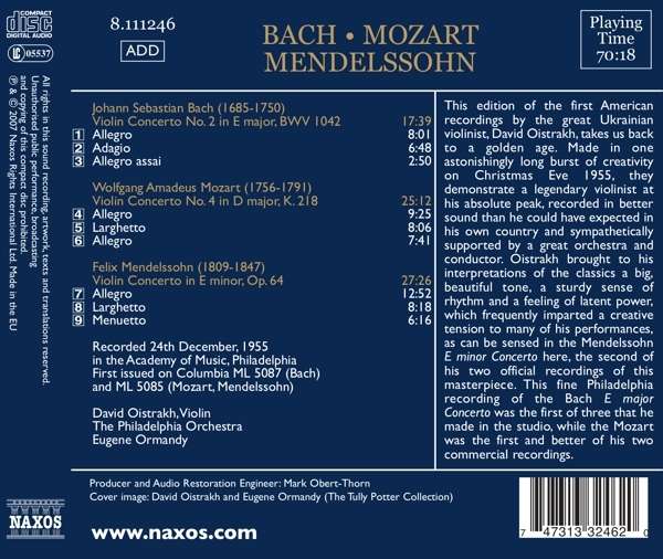 BACH/MOZART/MENDELSSOHN: Violin Concertos - slide-1