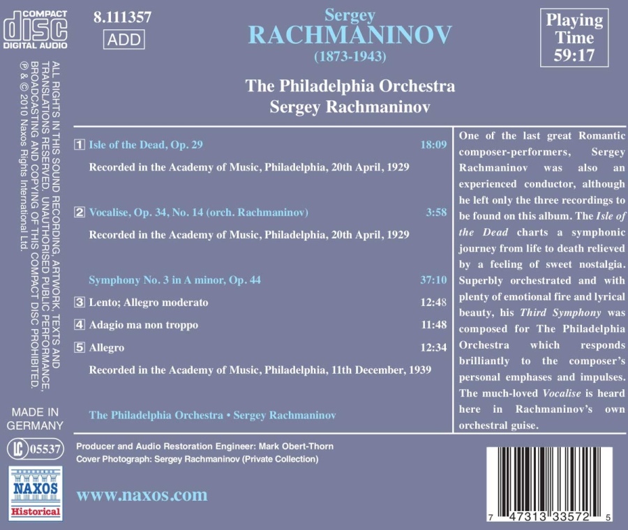 Rachmaninov: Symphony No. 3, Isle of the Dead, Vocalise, nagr. 1929 & 1939 - slide-1