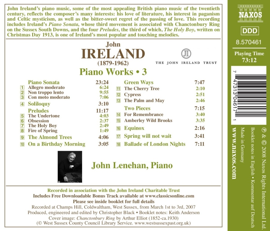 Ireland J. Piano Works Vol. 3 - Piano Sonata / 8.570461 - slide-1