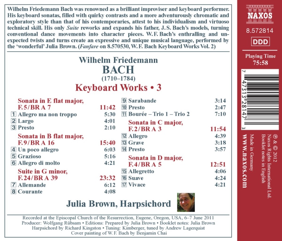 Bach Wilhelm Friedemann: Keyboard Works Vol. 3 - Sonatas and Suite - slide-1