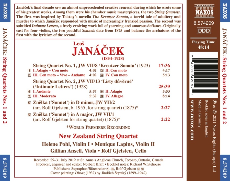 Janacek: String Quartets Nos. 1 and 2; Sonnets - slide-1