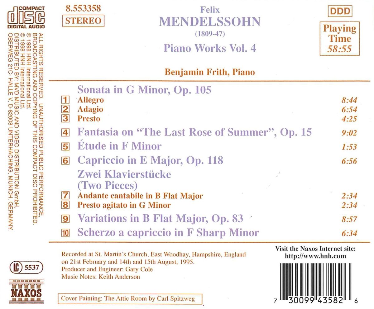MENDELSSOHN: Piano Works vol. 4 - slide-1