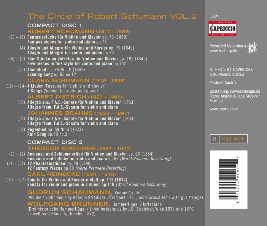 The Circle of Robert Schumann Vol. 2 -  Robert & Clara Schumann, Dietrich, Brahms, Kirchner, Reinecke - slide-1