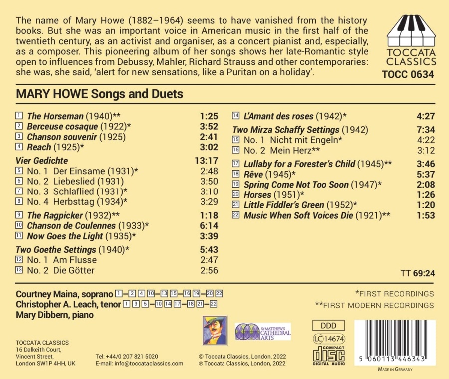 Howe: Songs and Duets - slide-1