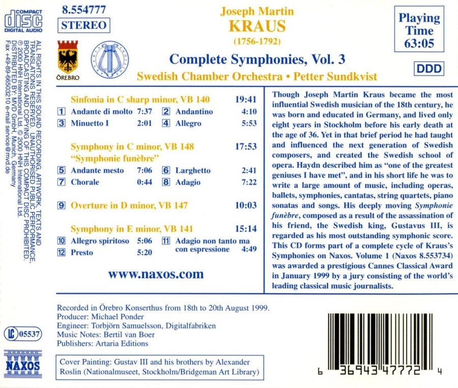 KRAUS: Symphonies, Vol. 3 - slide-1