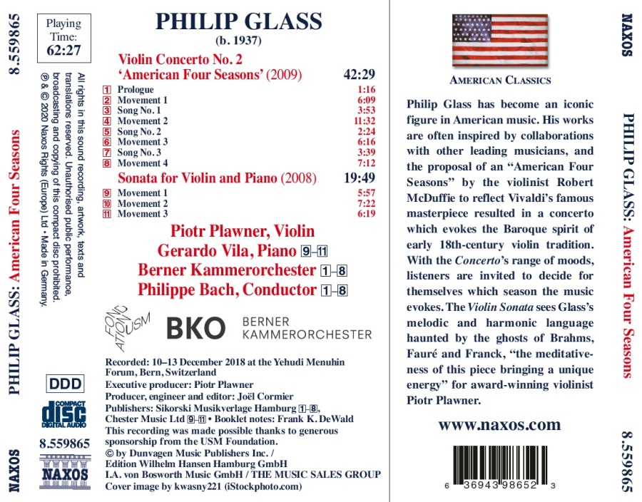 Glass: Violin Concerto No. 2 ‘American Four Seasons’; Violin Sonata - slide-1