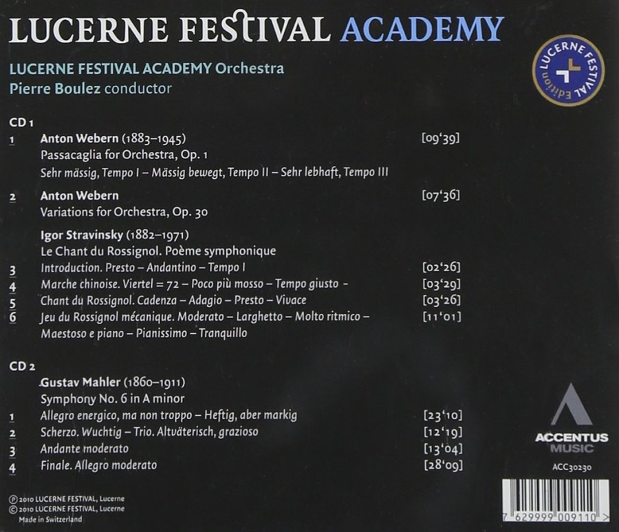 Lucerne Festival Academy - Webern: Passacaglia, Variations, Stravinsky: Le Chant du Rossignol, Mahler: Symphony No. 6 - slide-1