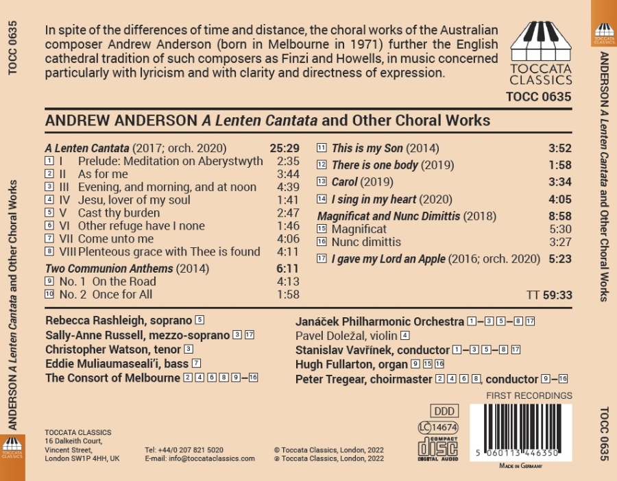 Anderson: A Lenten Cantata and other Choral Works - slide-1