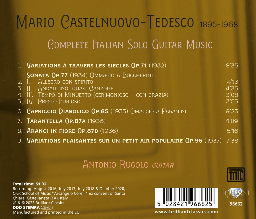 Castelnuovo-Tedesco: Complete Italian Solo Guitar Music - slide-1