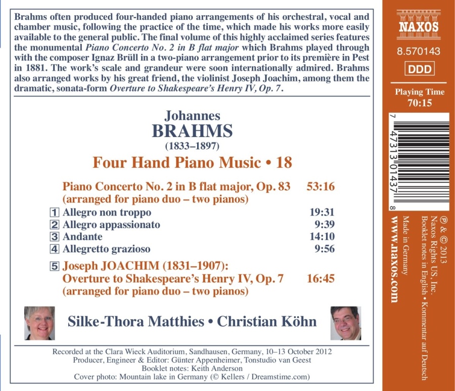 Brahms: Four-Hand Piano Music Vol. 18 - Piano Concerto No. 2 - slide-1