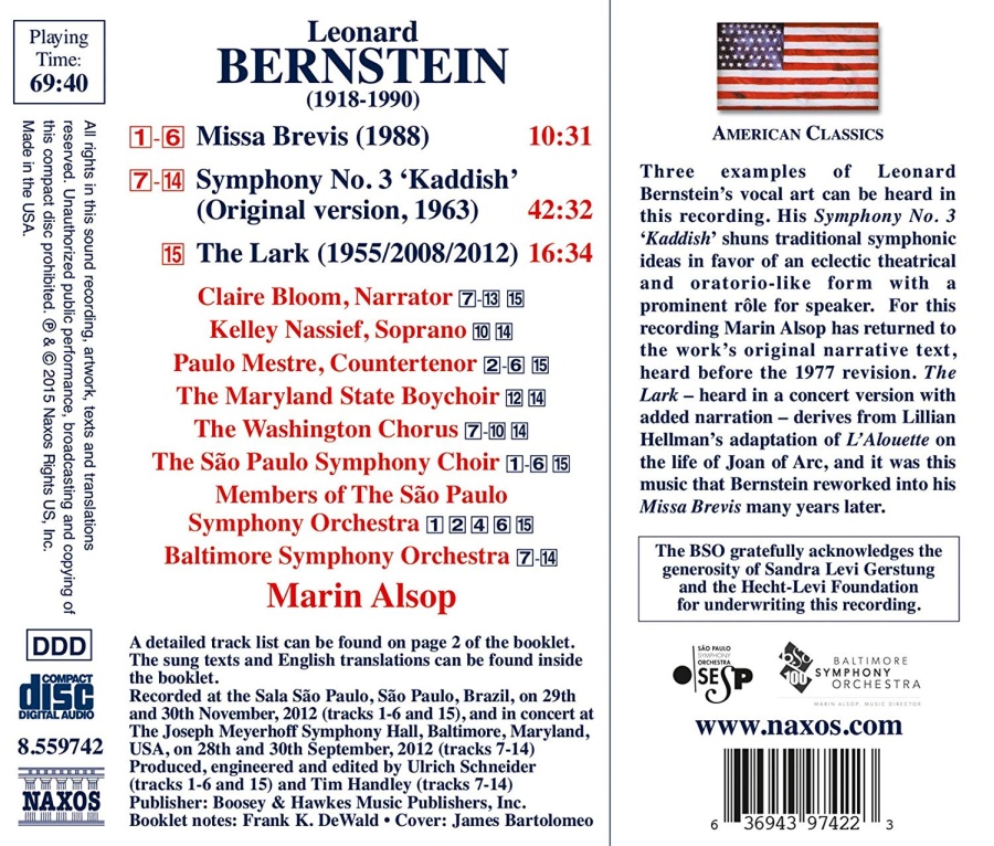 Bernstein: Symphony No. 3 ‘Kaddish’; Missa Brevis; The Lark - slide-1